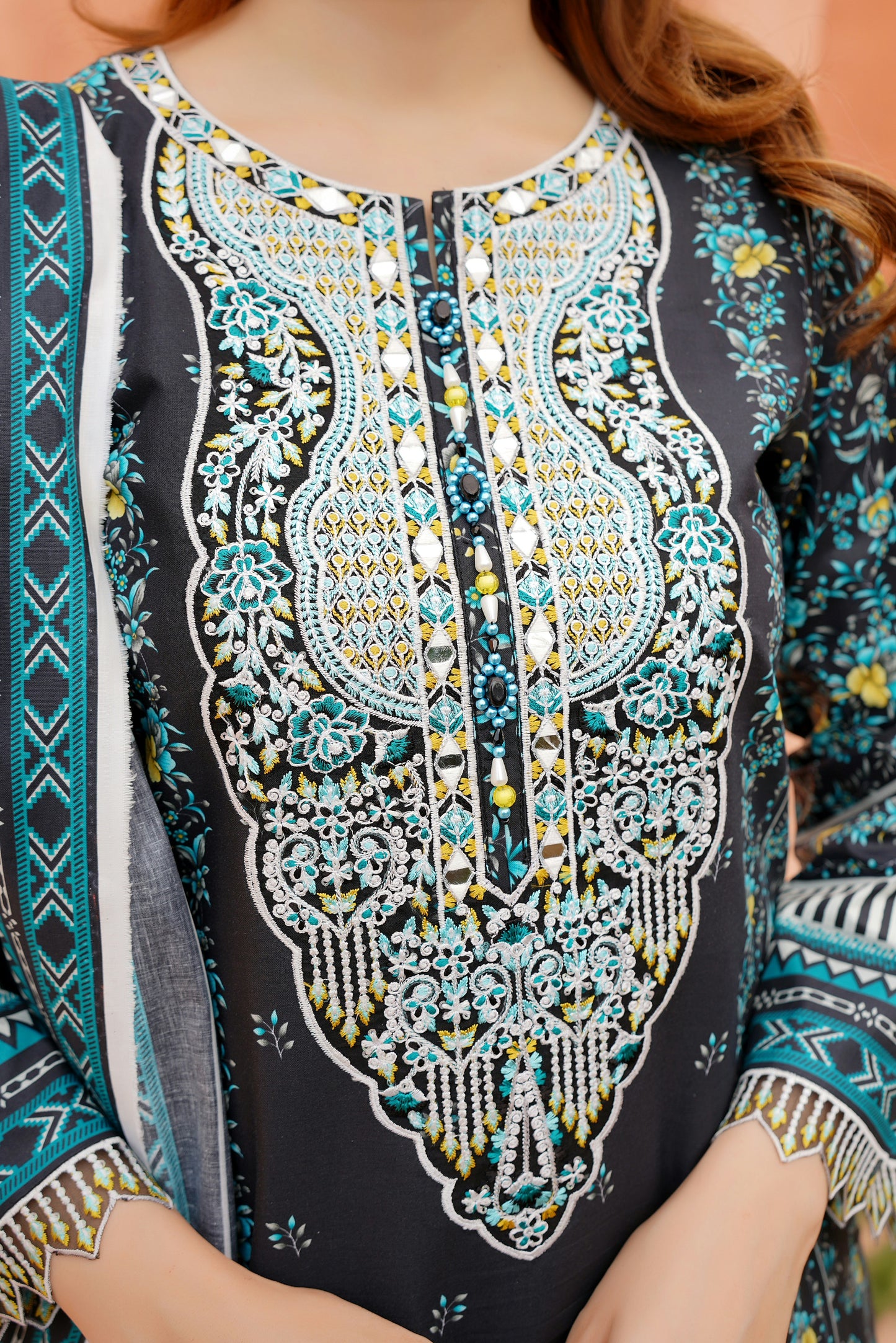 3 Piece Cotton Lawn Suit Stitched-Embroidered