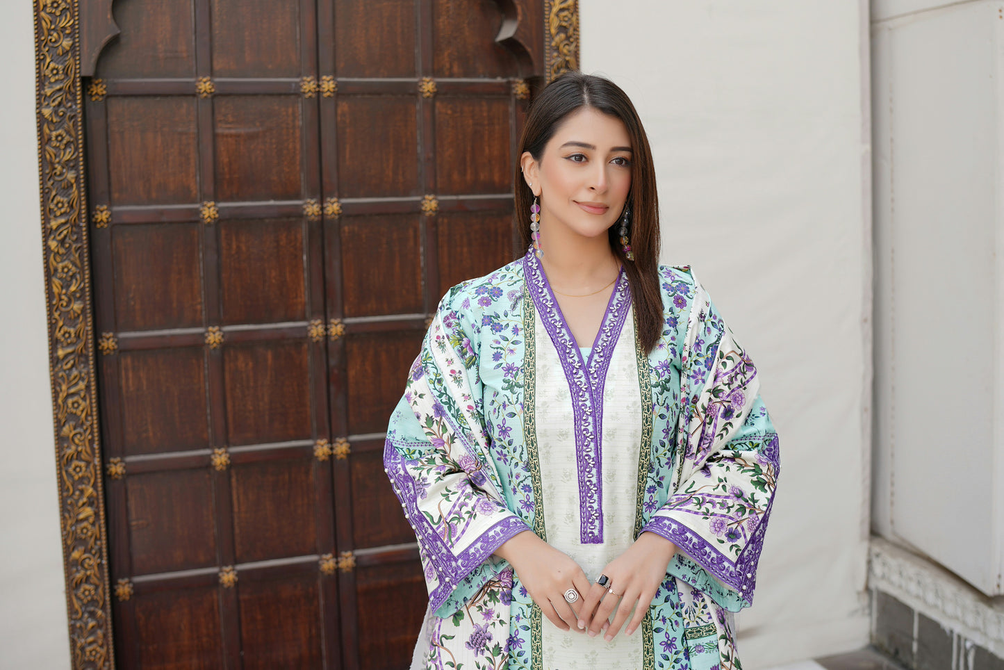 Stitched 3 Piece Cambric Cotton Suit-Embroidered