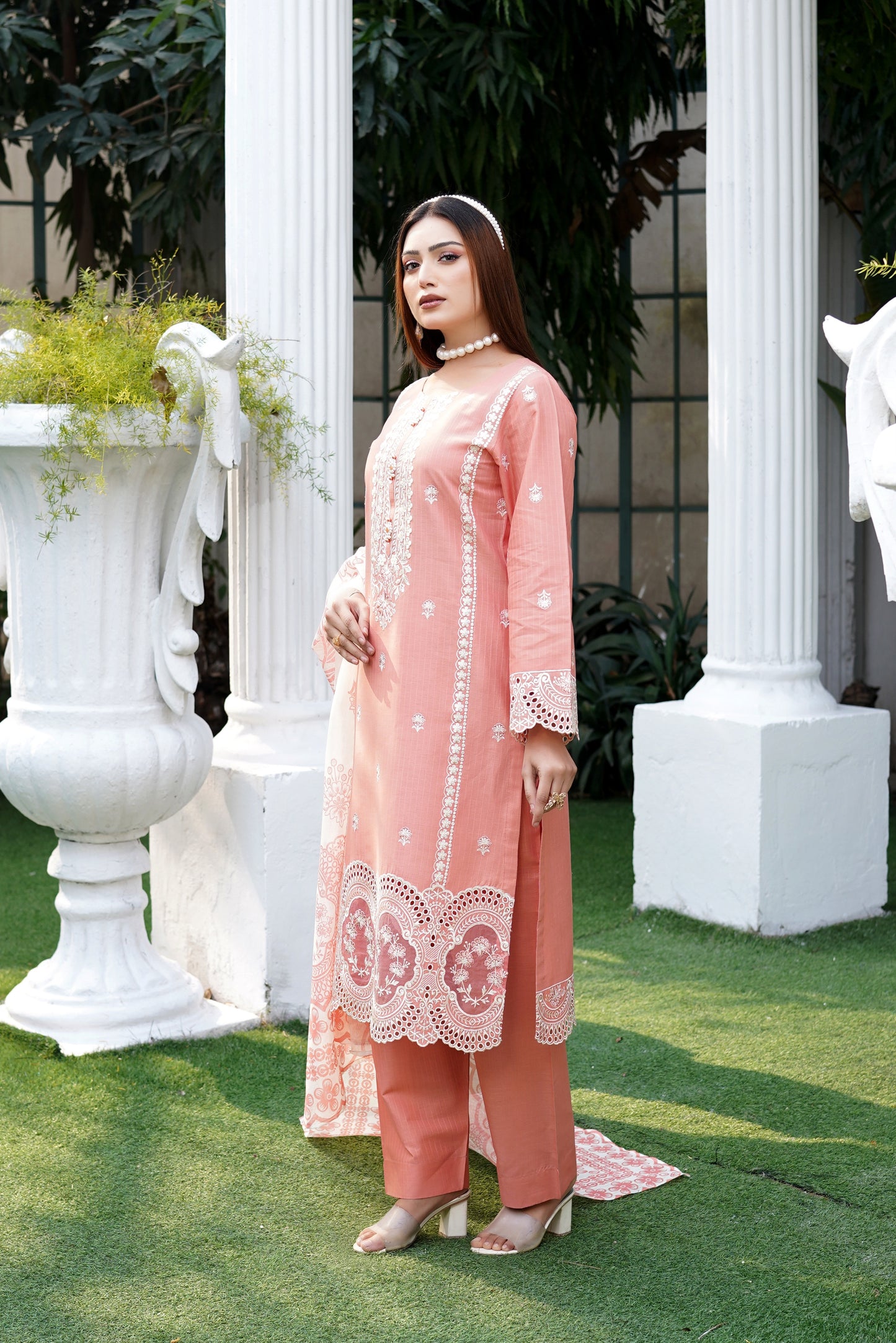 3 Piece Cotton Jaikad Suite-Embroidered MS-3220