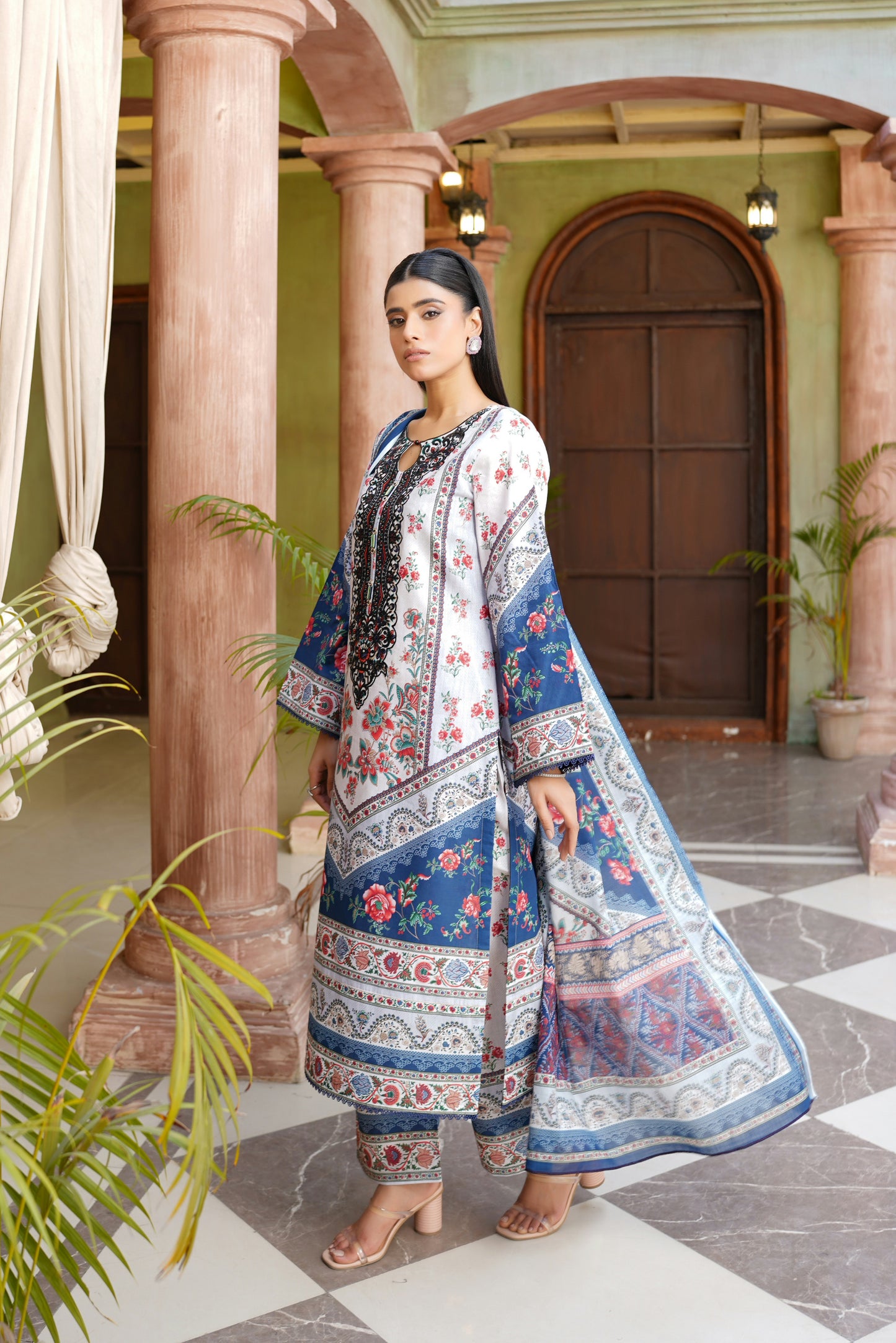 3 Piece Embroidered Stitched Suit-Cotton Lawn
