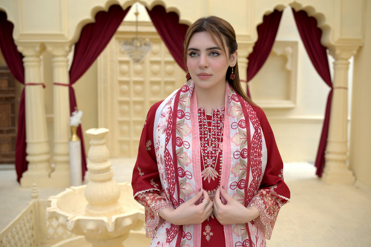 3 Piece Cambric Suit-Embroidered