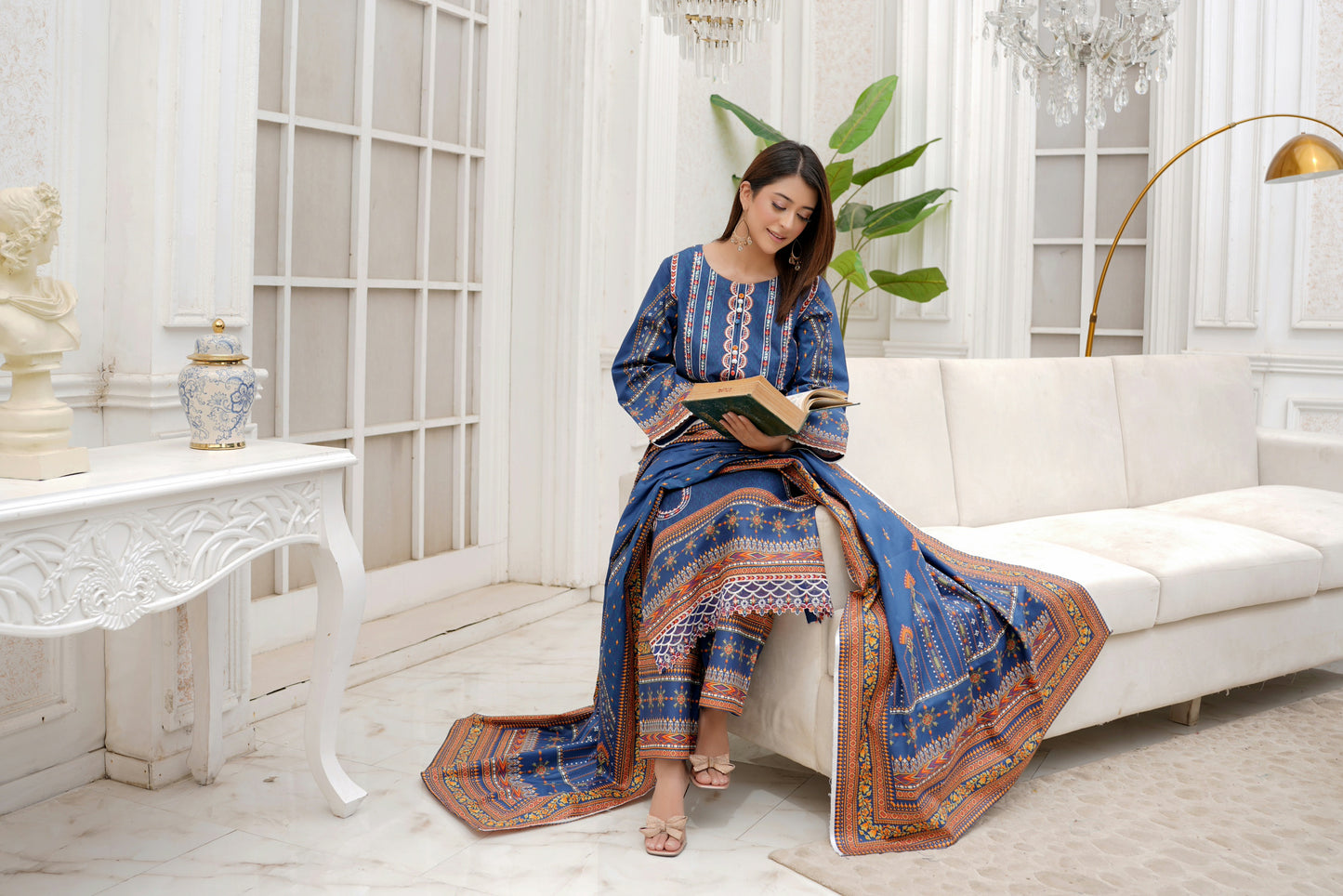 3 Piece Winter Cotton Suit-Embroidered