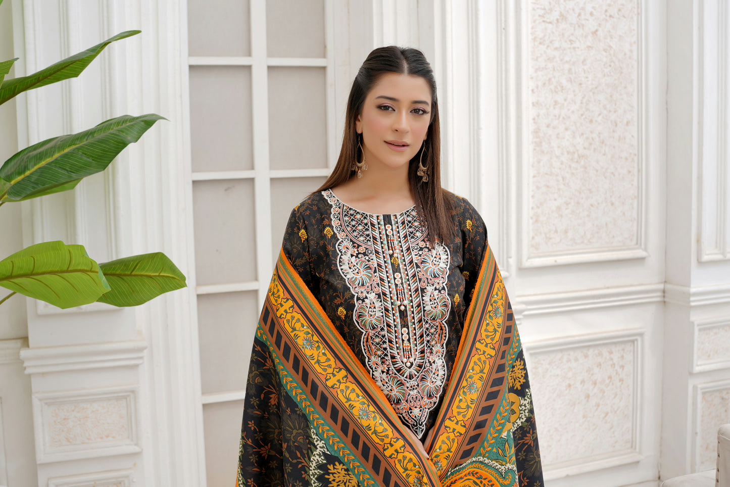 3 Piece Winter Cotton Suit-Embroidered