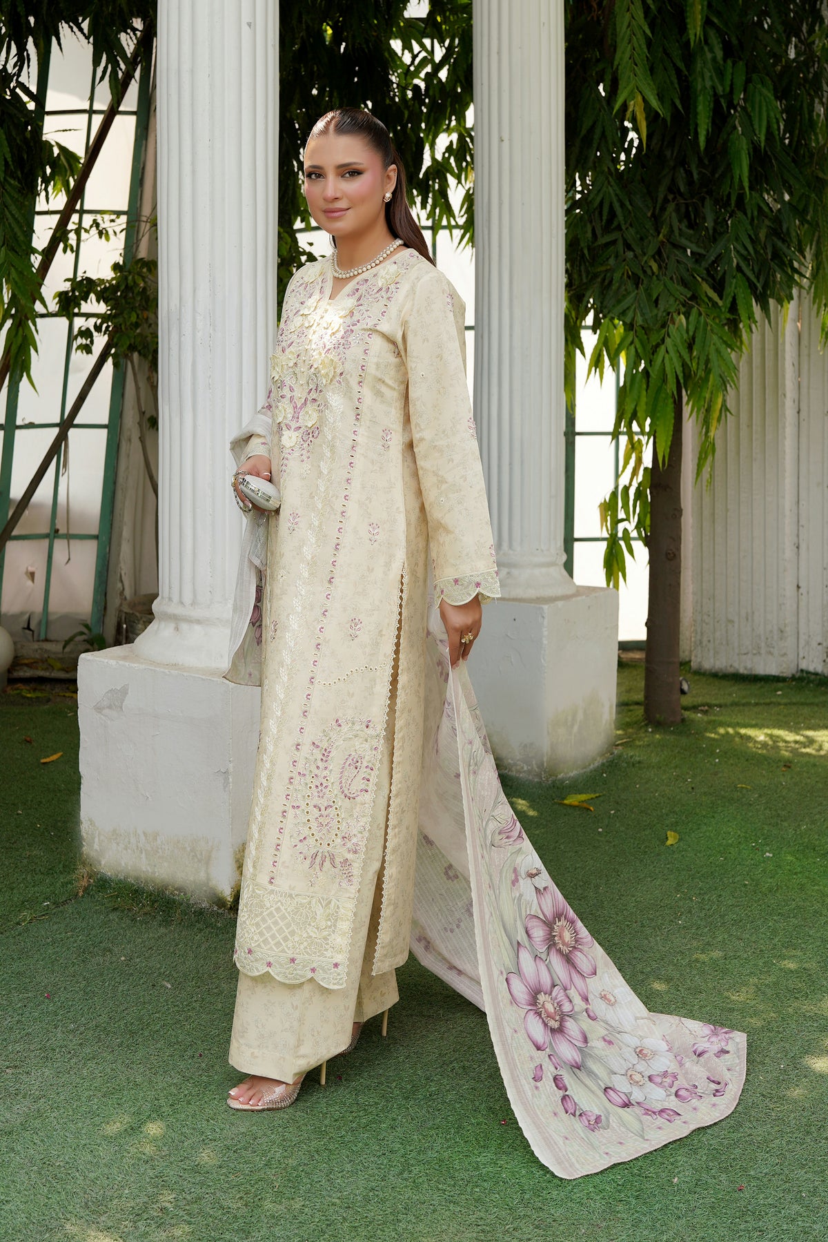 Embroidered 3-Piece Ivory Grace Suit