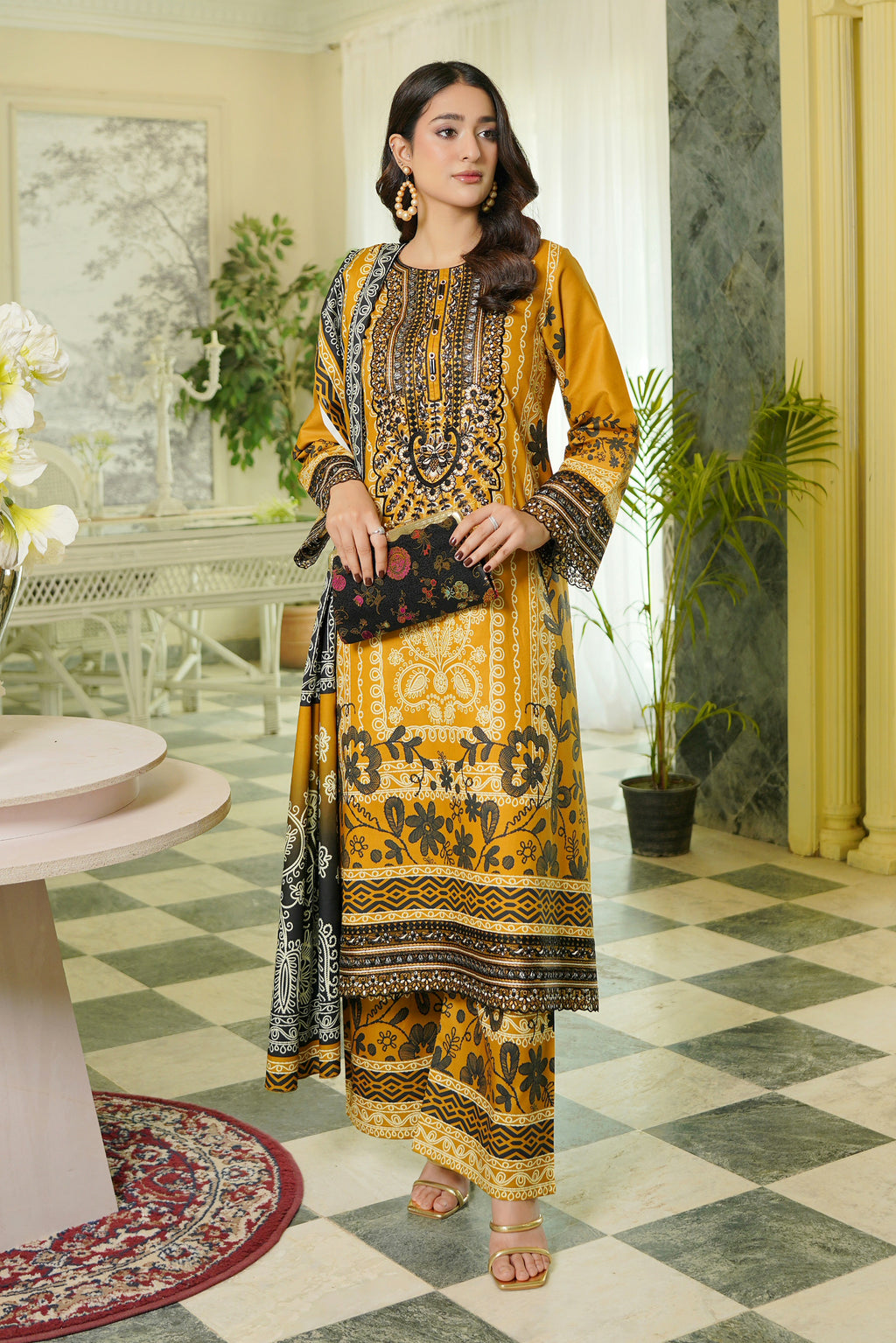 3 Piece Cotton Lawn Suit Stitched-Embroidered