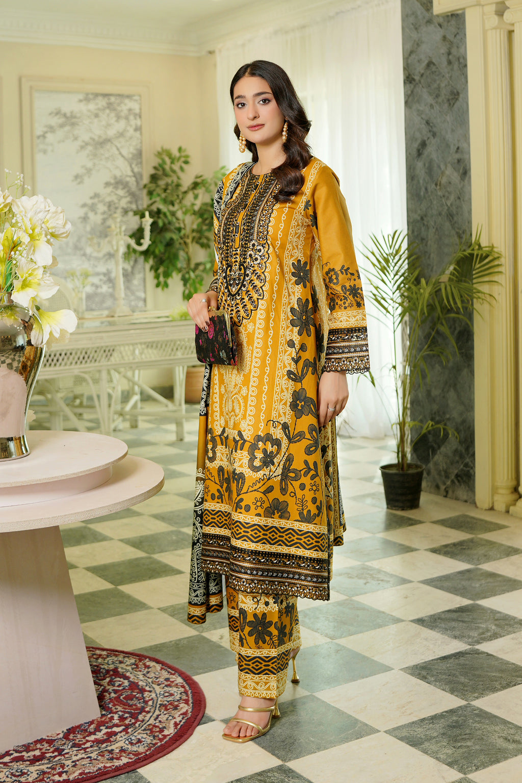 3 Piece Cotton Lawn Suit Stitched-Embroidered