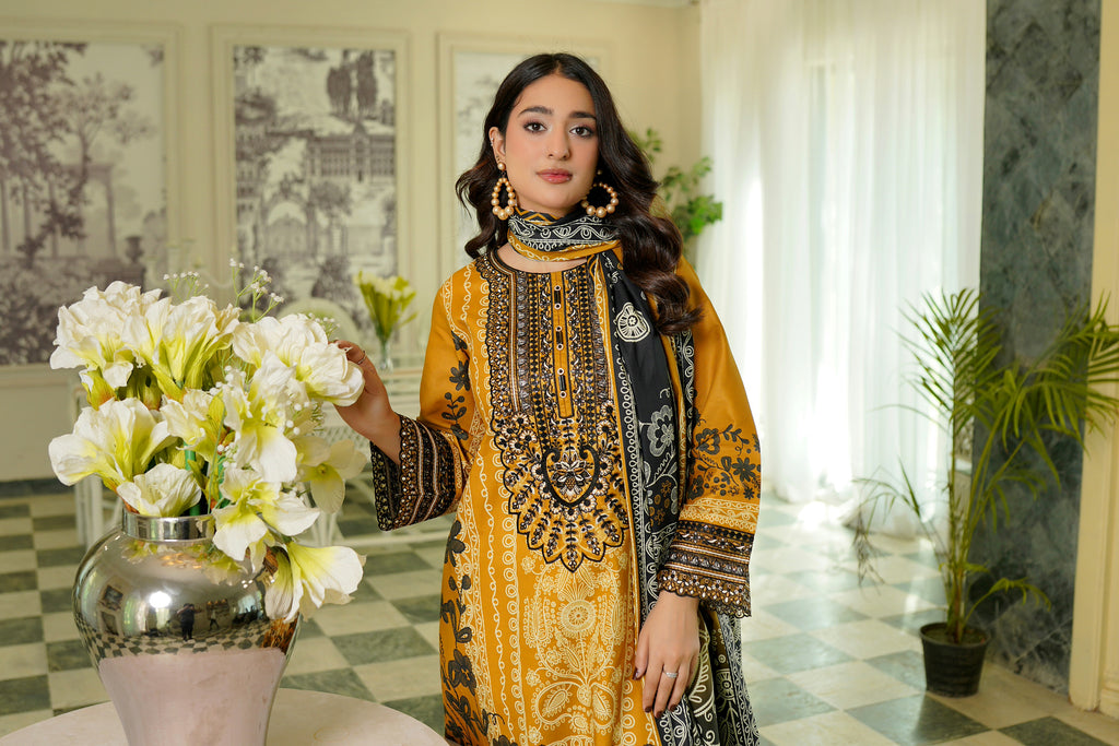 3 Piece Cotton Lawn Suit Stitched-Embroidered