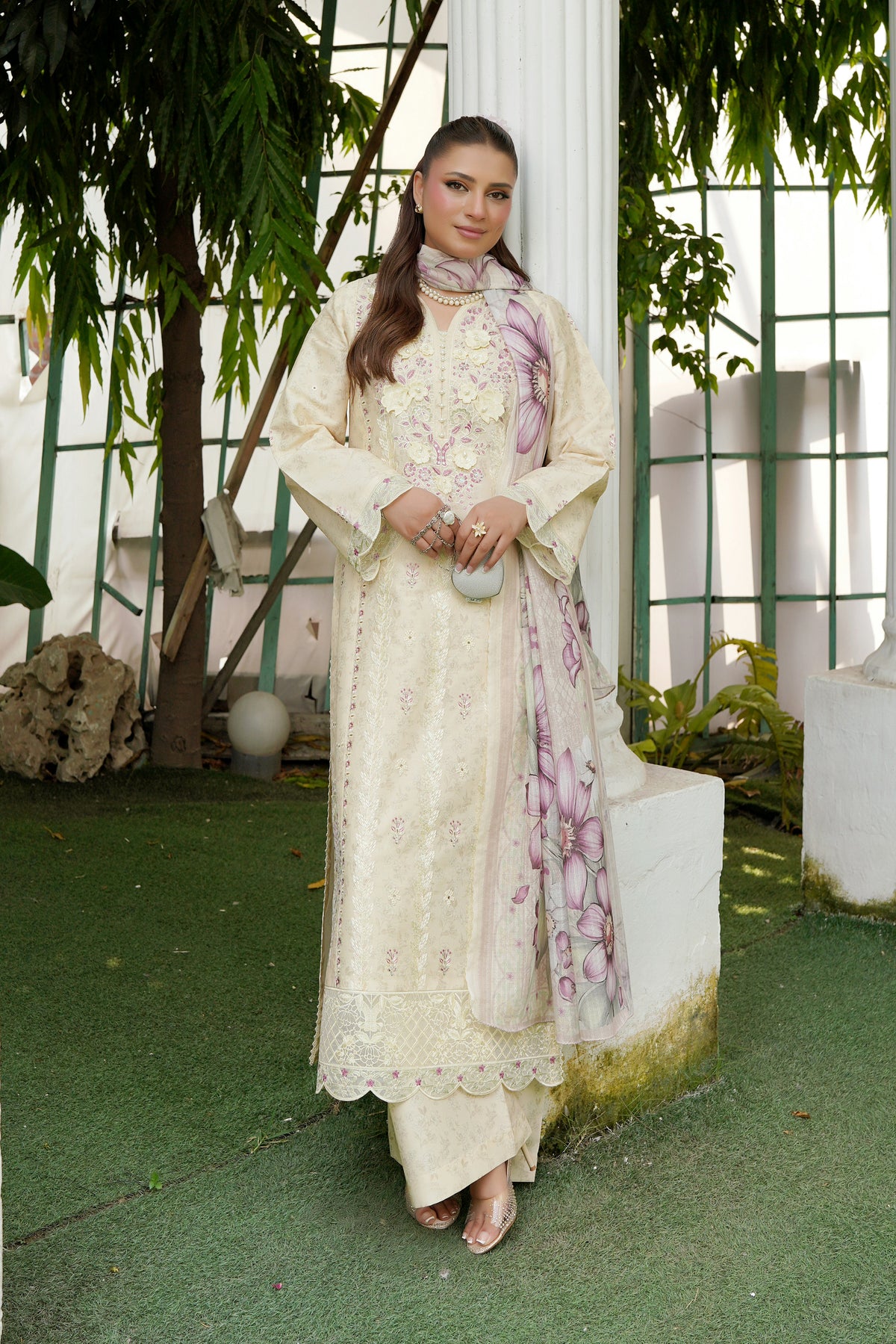 Embroidered 3-Piece Ivory Grace Suit