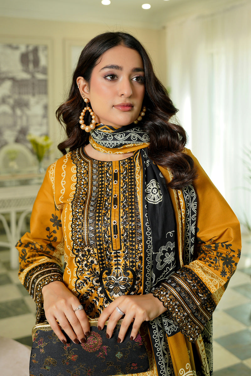 3 Piece Cotton Lawn Suit Stitched-Embroidered