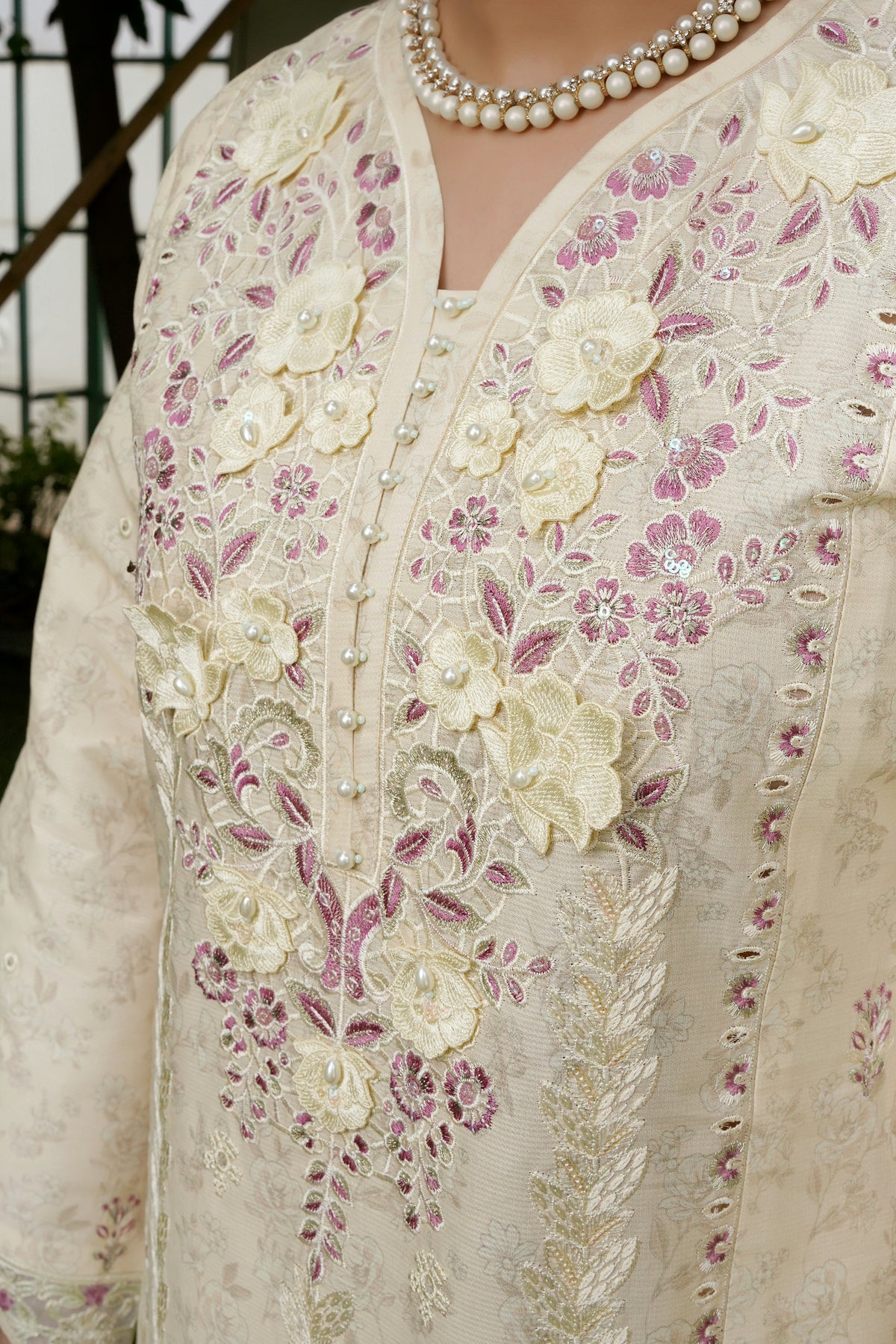 Embroidered 3-Piece Ivory Grace Suit