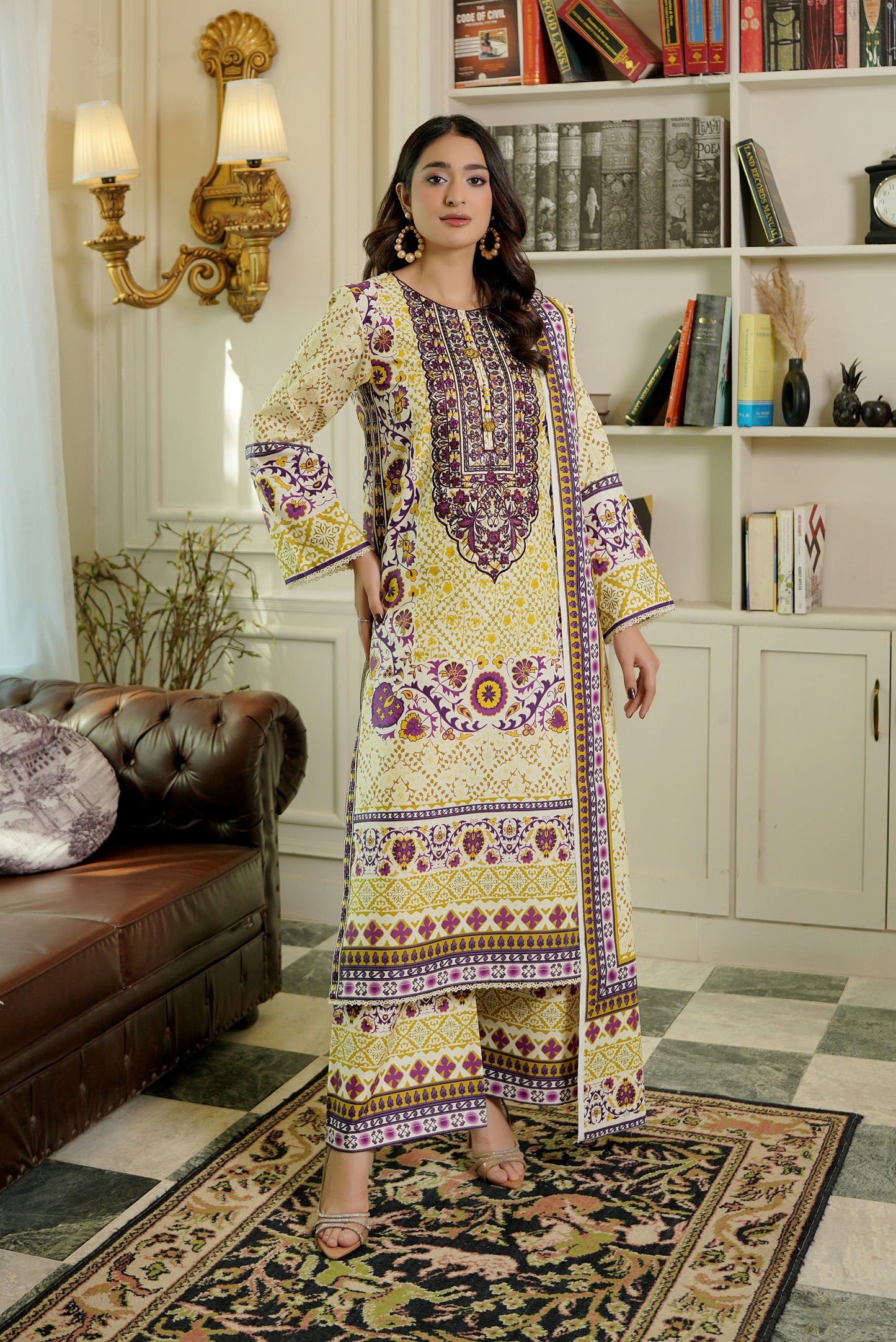 3 Piece Winter Cotton Suit Stitched-Embroidered