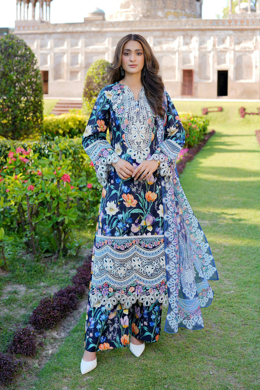 3 Piece Ivory Beige suite-Embroidered