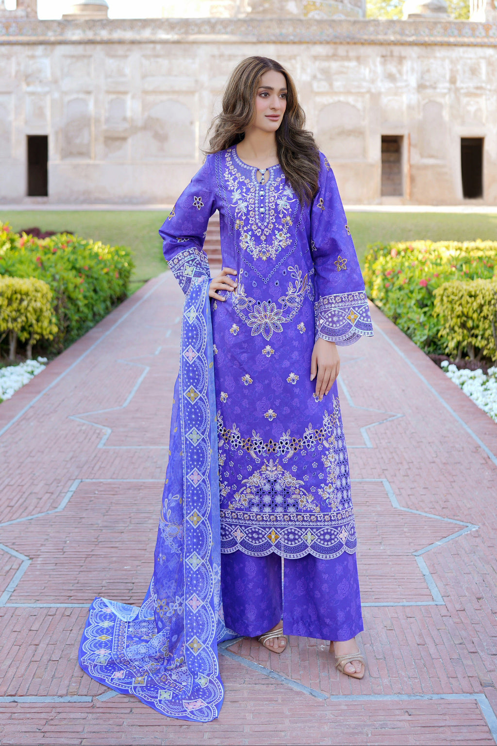 3 Piece Embroidered Summer Cotton Suit