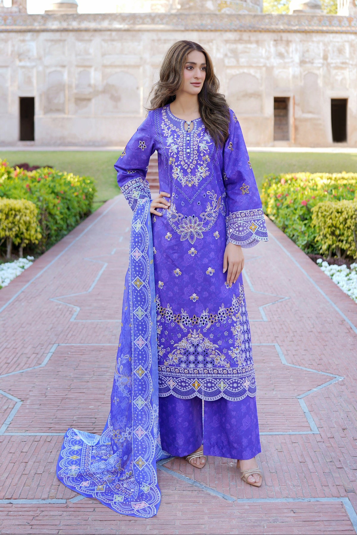 3 Piece Embroidered Summer Cotton Suit