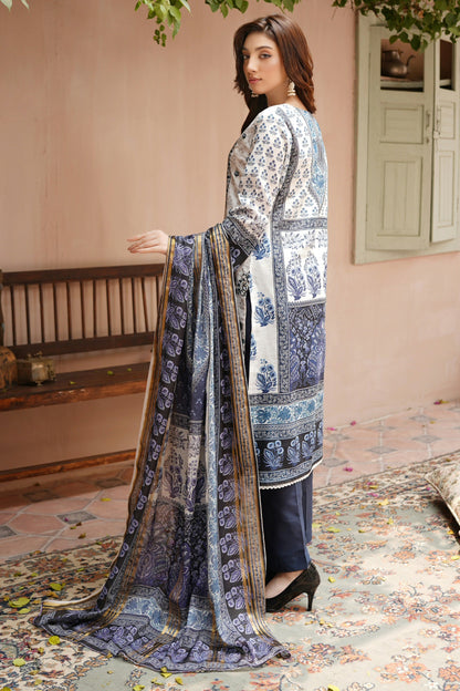 Stitched Embroidered Lawn Suit-3 Piece