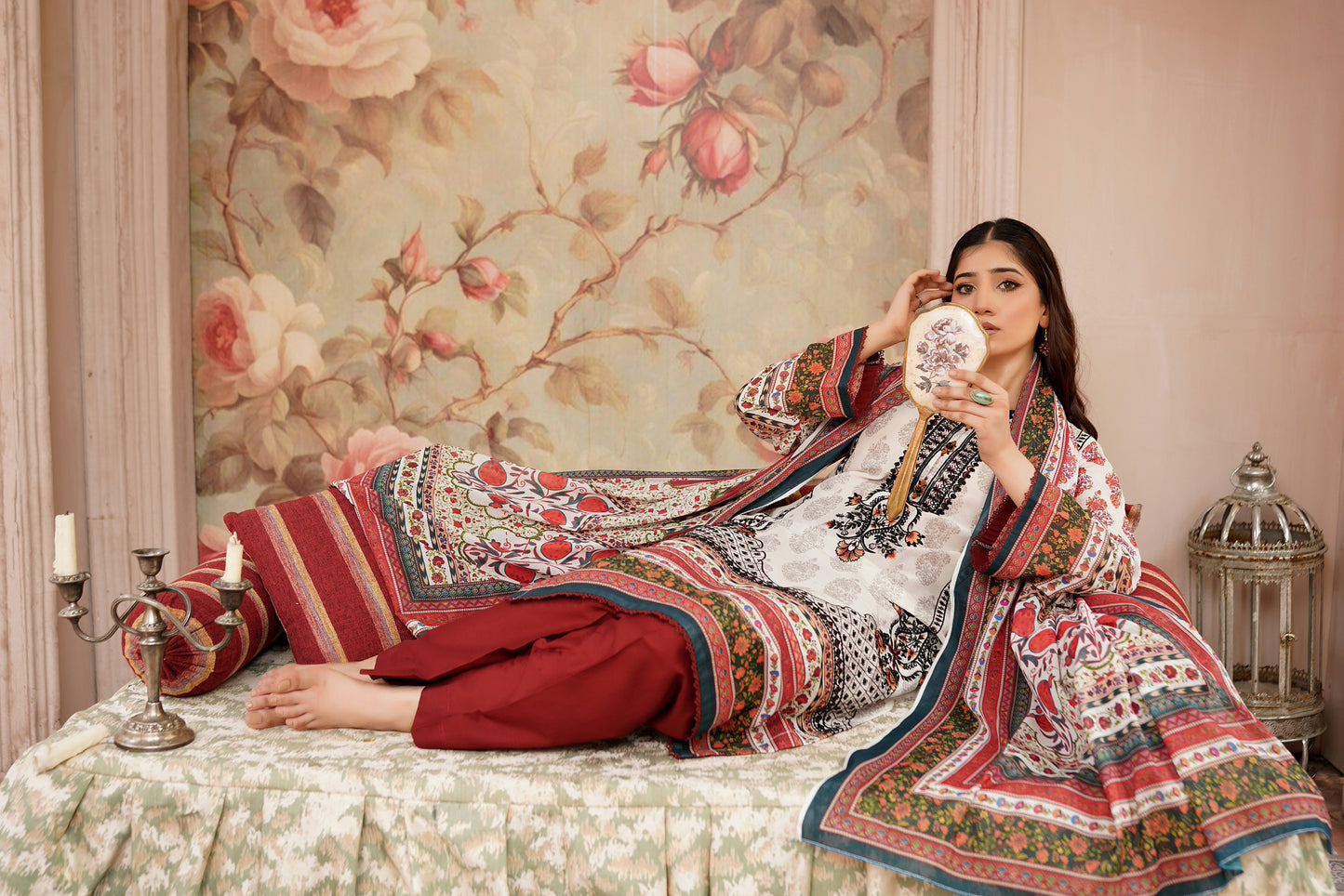 3 Piece Embroidered Lawn Suit-Stitched