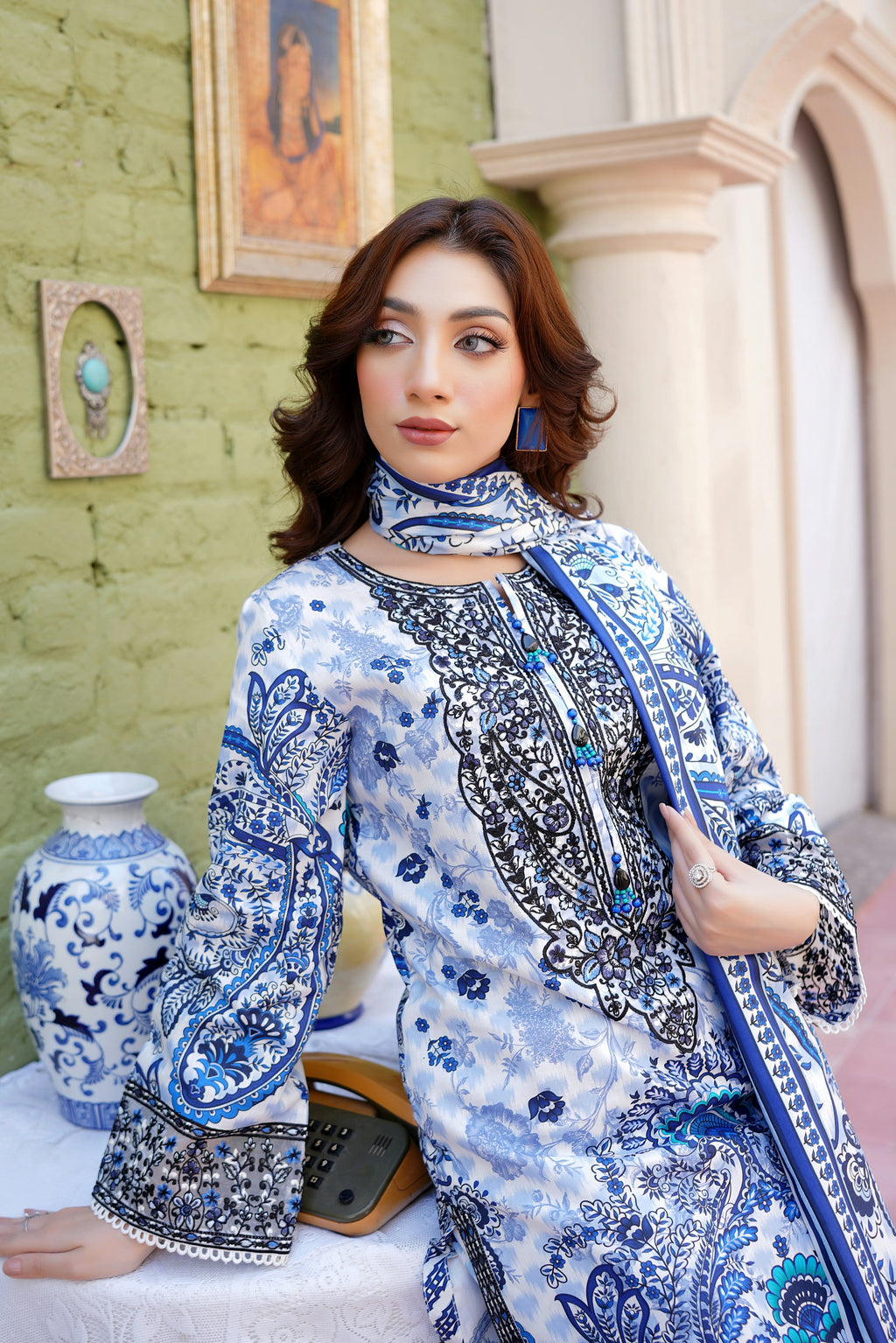 3 Piece Cotton Lawn Suit Stitched-Embroidered