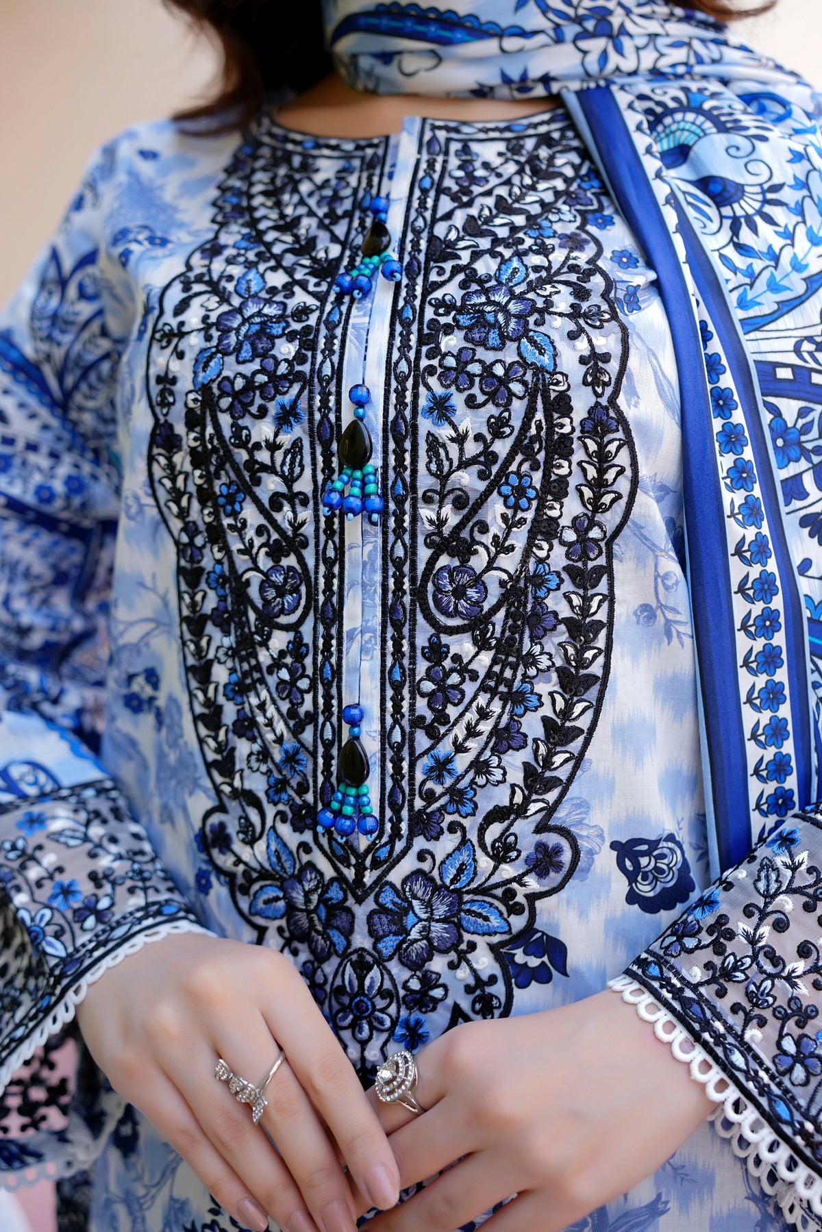 3 Piece Cotton Lawn Suit Stitched-Embroidered