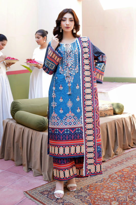 3 Piece Khaddar Suit-Embroidered(Stitched)
