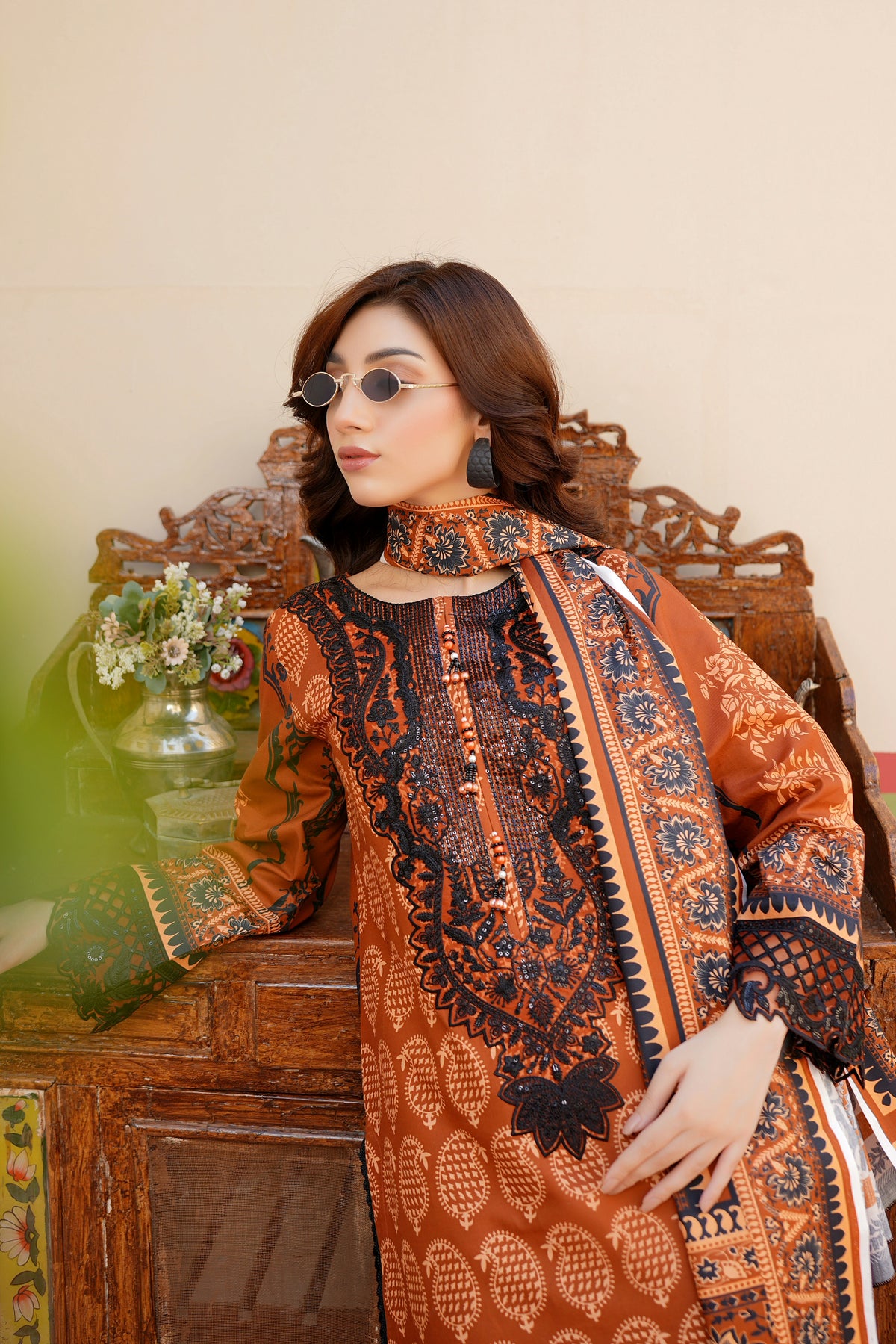 3 Piece Cotton Lawn Suit Stitched-Embroidered