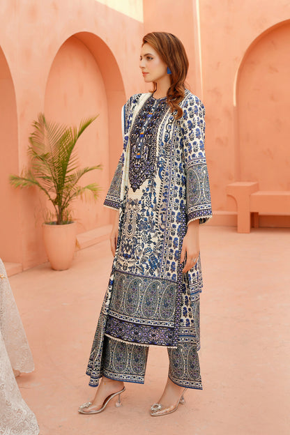 Embroidered 3 Piece Khaddar Suit-Stitched