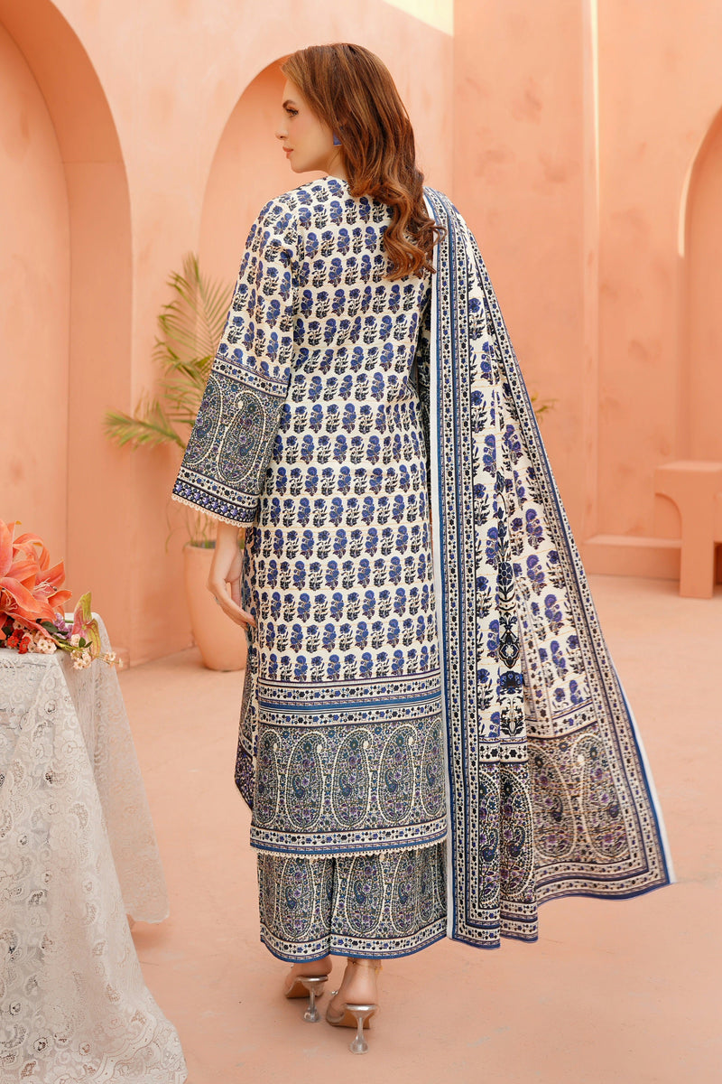 3 Piece Cotton Lawn Suit Stitched-Embroidered