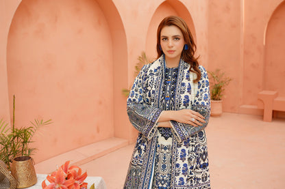Embroidered 3 Piece Khaddar Suit-Stitched