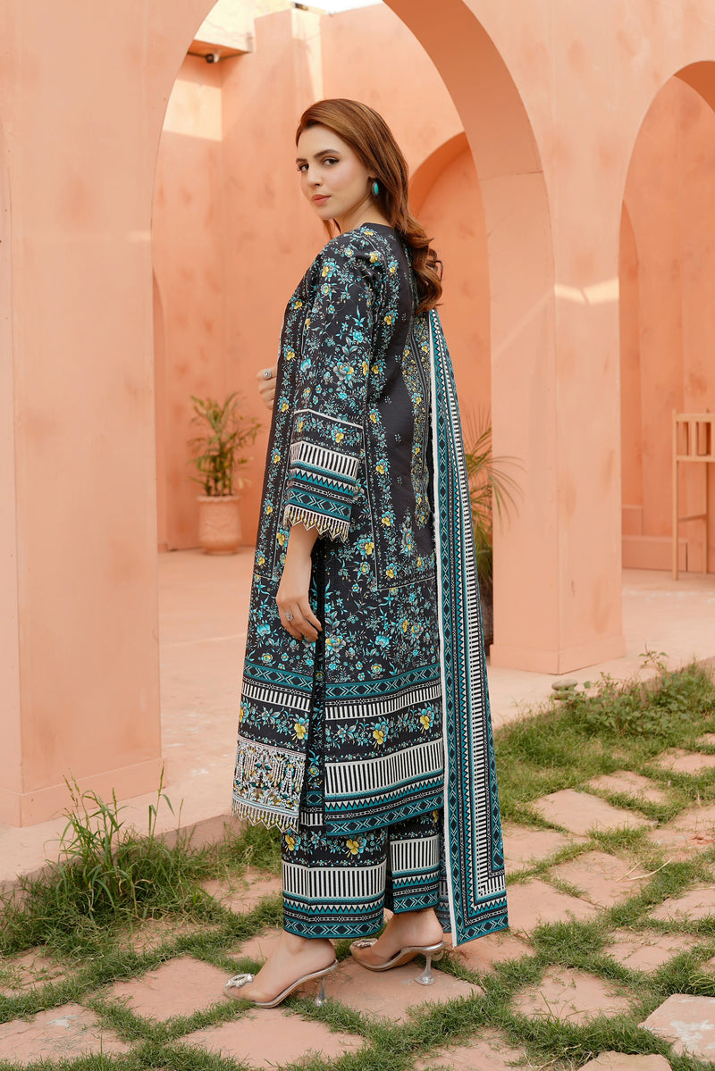 3 Piece Cotton Lawn Suit Stitched-Embroidered