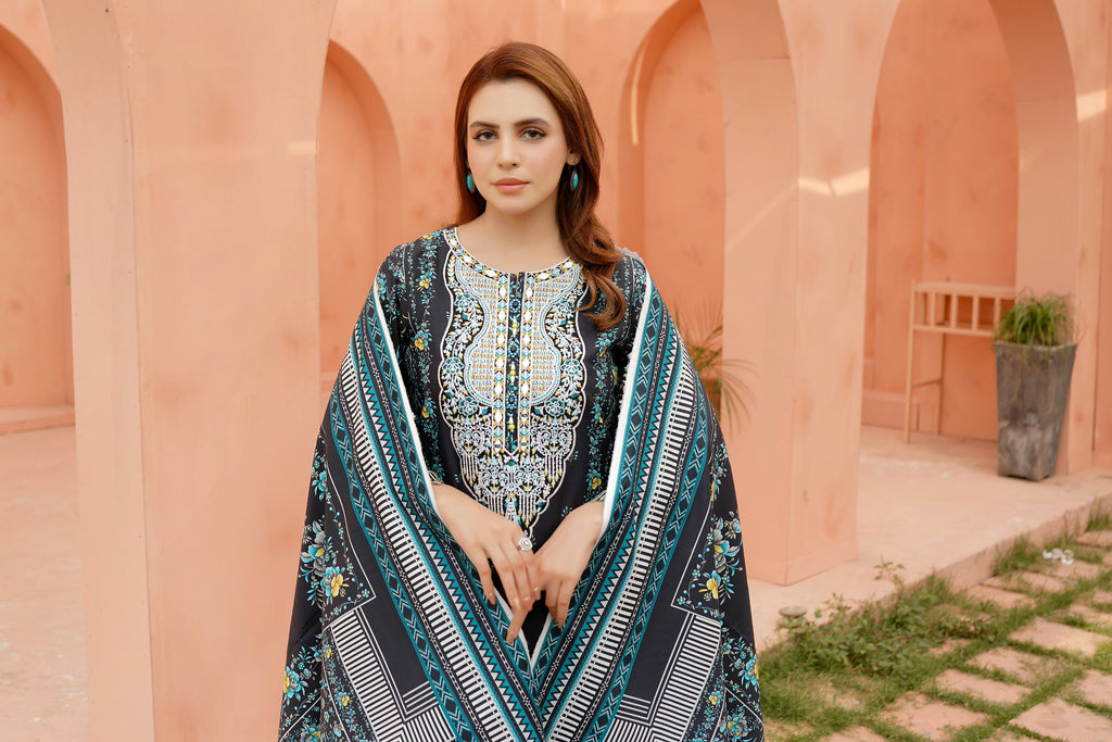 3 Piece Cotton Lawn Suit Stitched-Embroidered