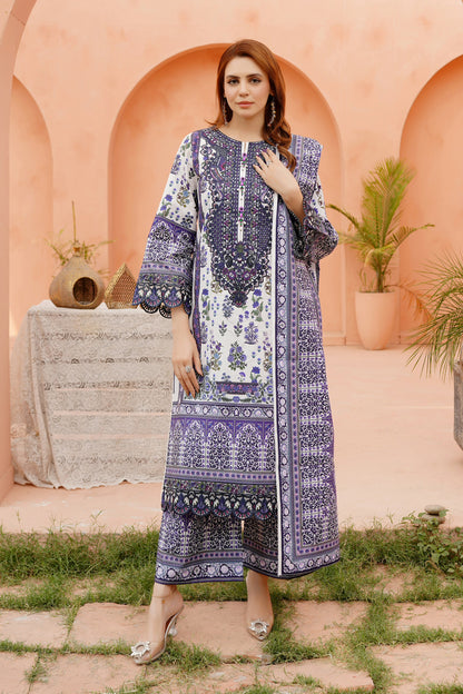 Embroidered 3 Piece Khaddar Suit-Stitched