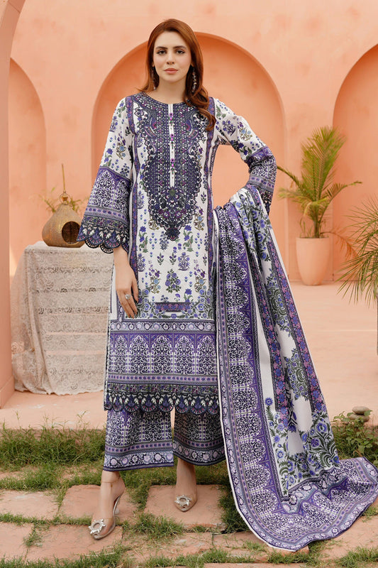 Embroidered 3 Piece Khaddar Suit-Stitched