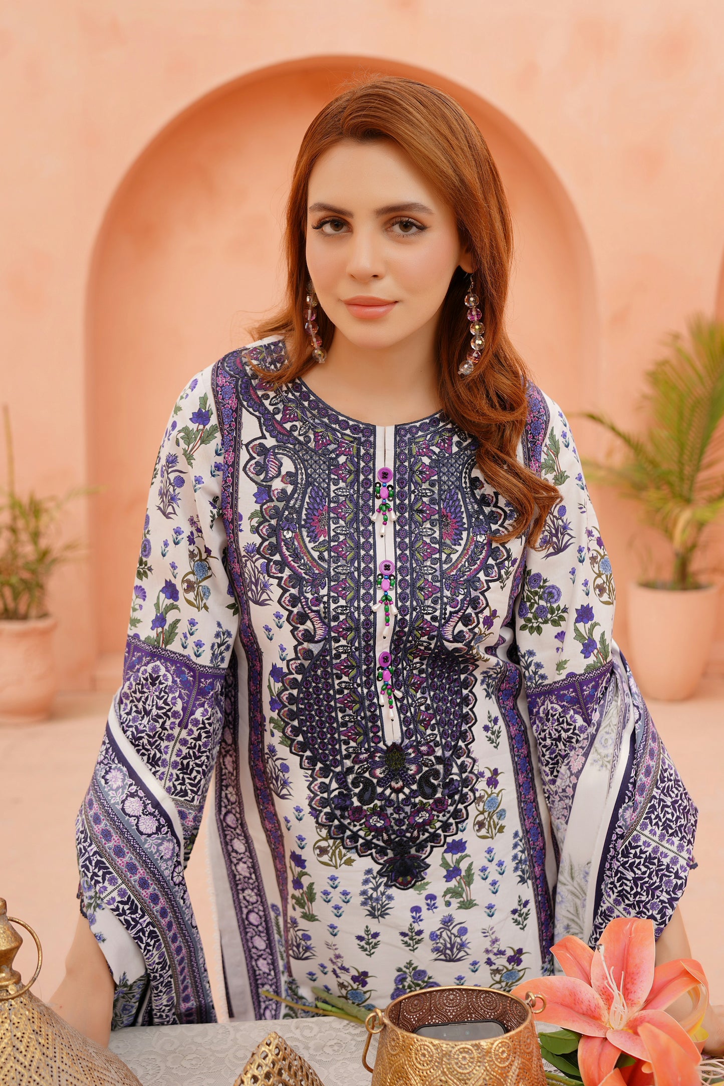 Embroidered 3 Piece Khaddar Suit-Stitched