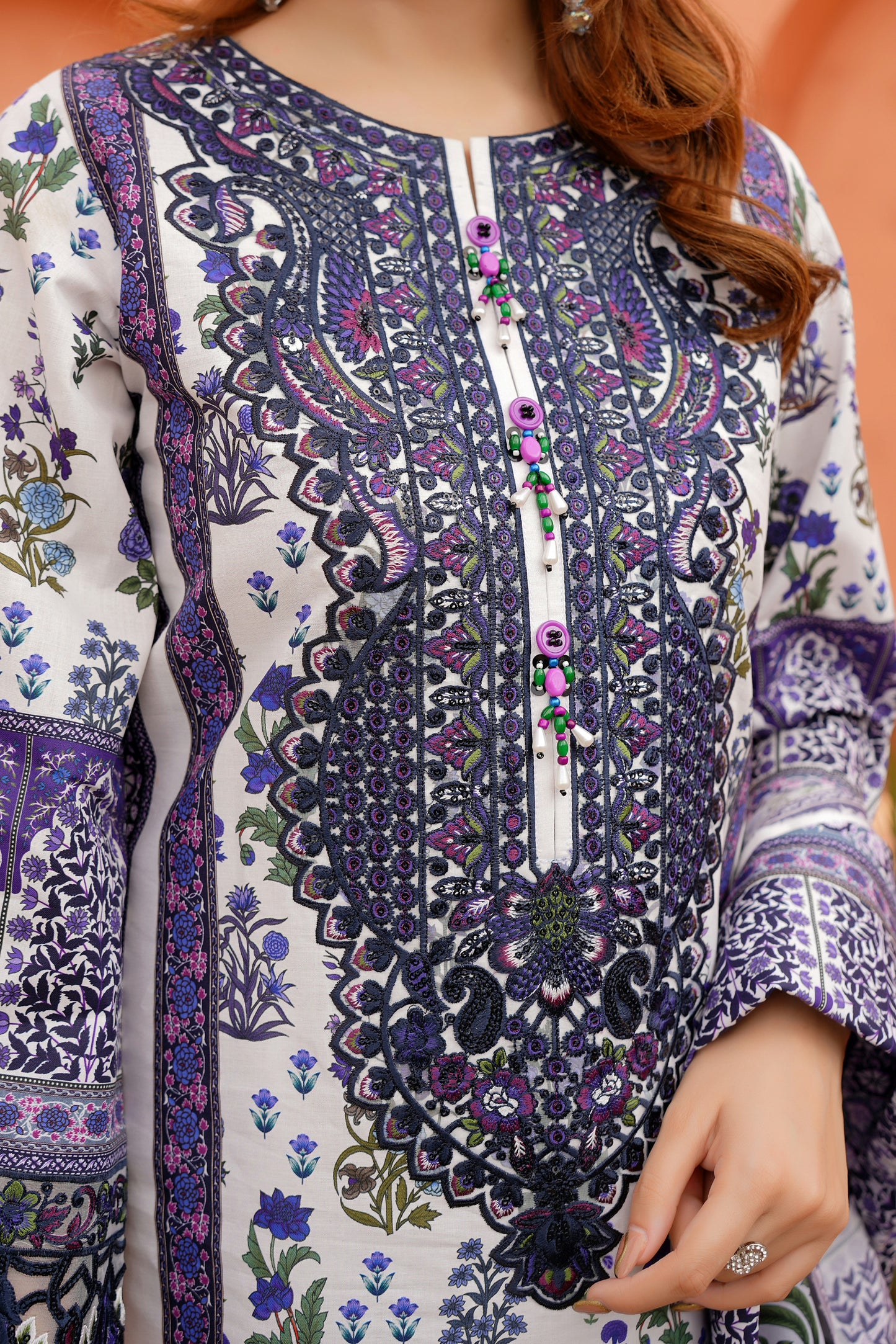 Embroidered 3 Piece Khaddar Suit-Stitched