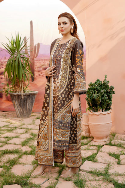 Embroidered 3 Piece Khaddar Suit-Stitched