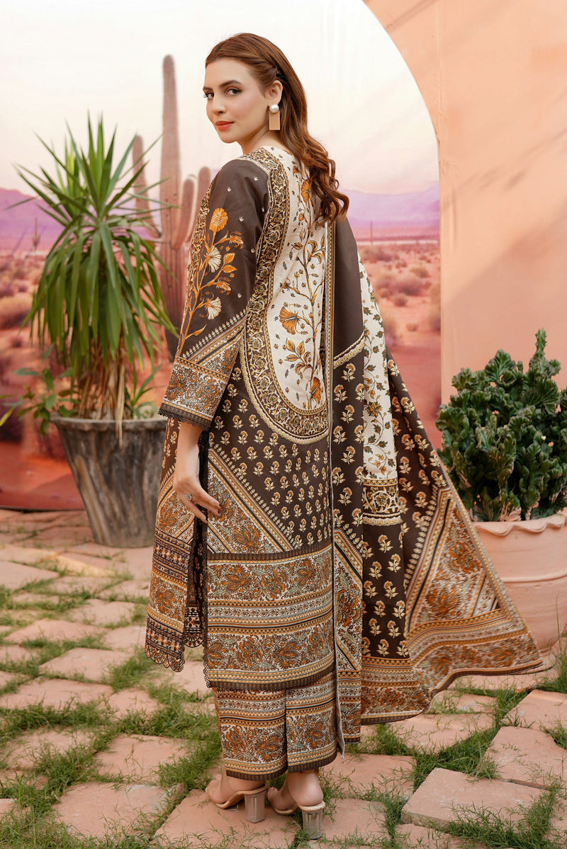 3 Piece Cotton Lawn Suit Stitched-Embroidered