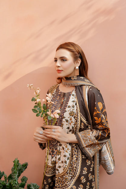 Embroidered 3 Piece Khaddar Suit-Stitched