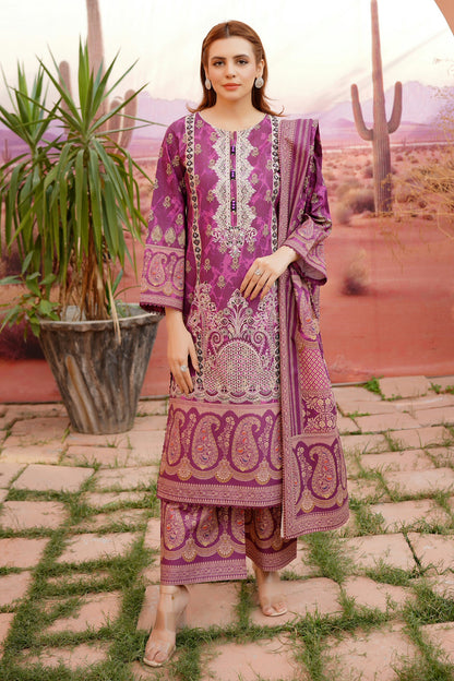 Embroidered 3 Piece Khaddar Suit-Stitched