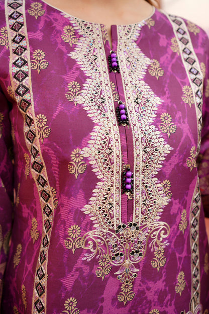 Embroidered 3 Piece Khaddar Suit-Stitched