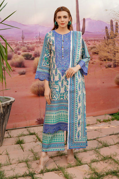 Embroidered 3 Piece Khaddar Suit-Stitched