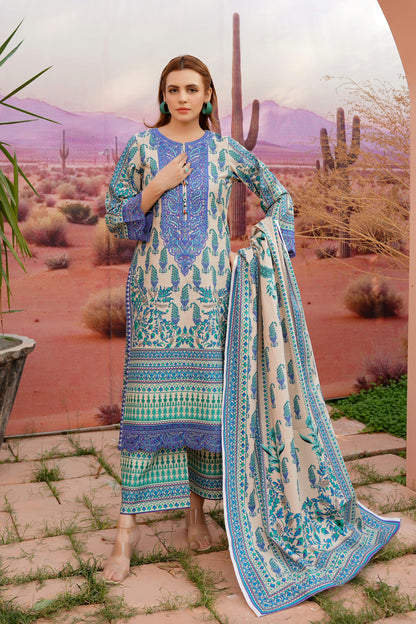 Embroidered 3 Piece Khaddar Suit-Stitched