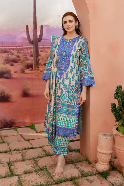 Embroidered 3 Piece Khaddar Suit-Stitched