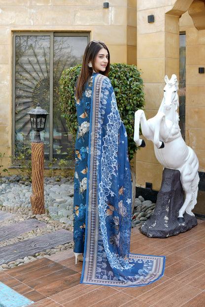 Embroidered 3 Piece Suite-Chiffon Dupatta