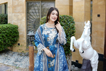 Embroidered 3 Piece Suite-Chiffon Dupatta