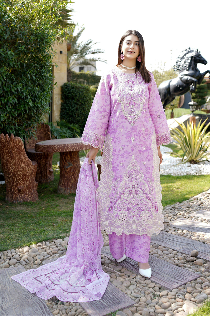Embroidered 3 Piece Suite-Chiffon Dupatta