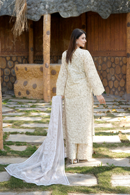 Embroidered 3 Piece Suite-Chiffon Dupatta