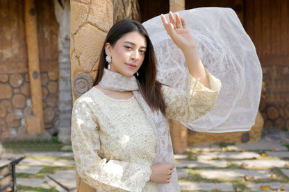 Embroidered 3 Piece Suite-Chiffon Dupatta