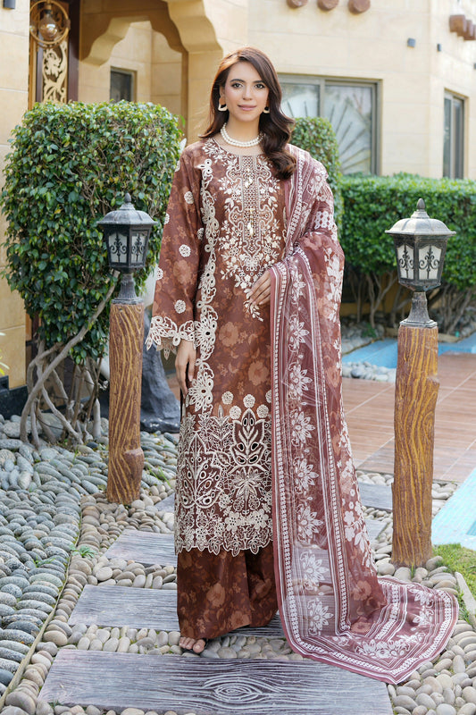 Embroidered 3 Piece Suite-Chiffon Dupatta
