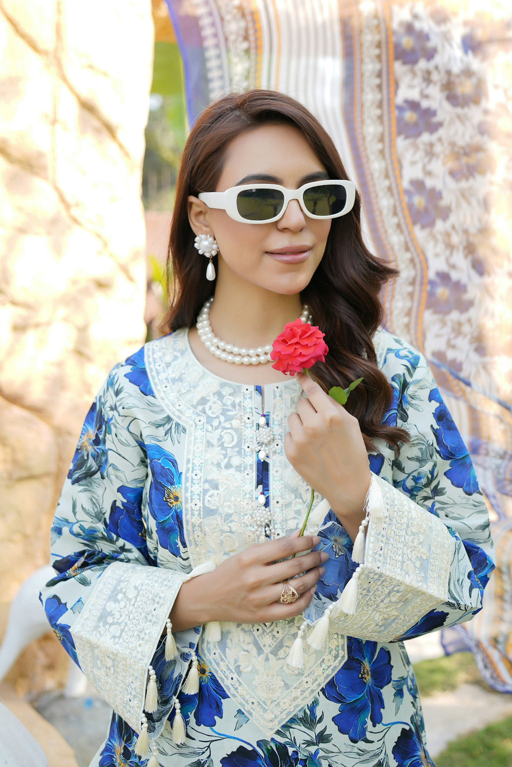 Embroidered 3 Piece Suite-Chiffon Dupatta