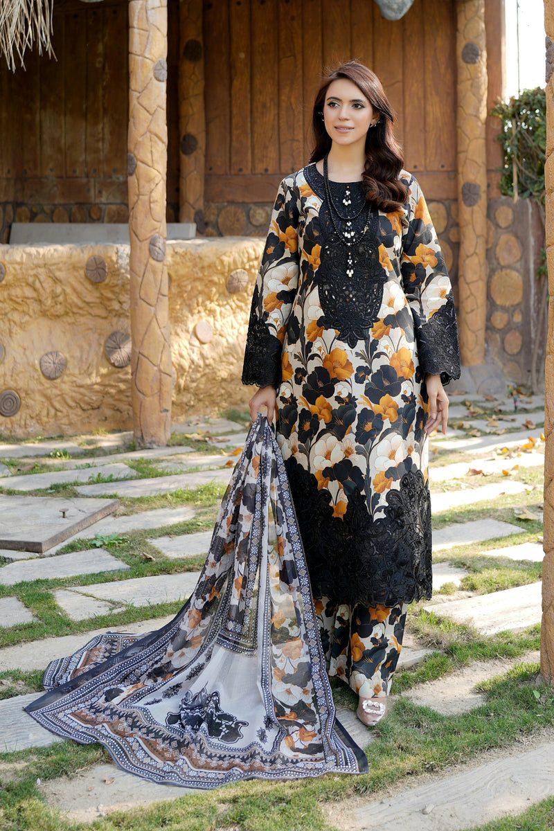 Embroidered 3 Piece Suite-Chiffon Dupatta