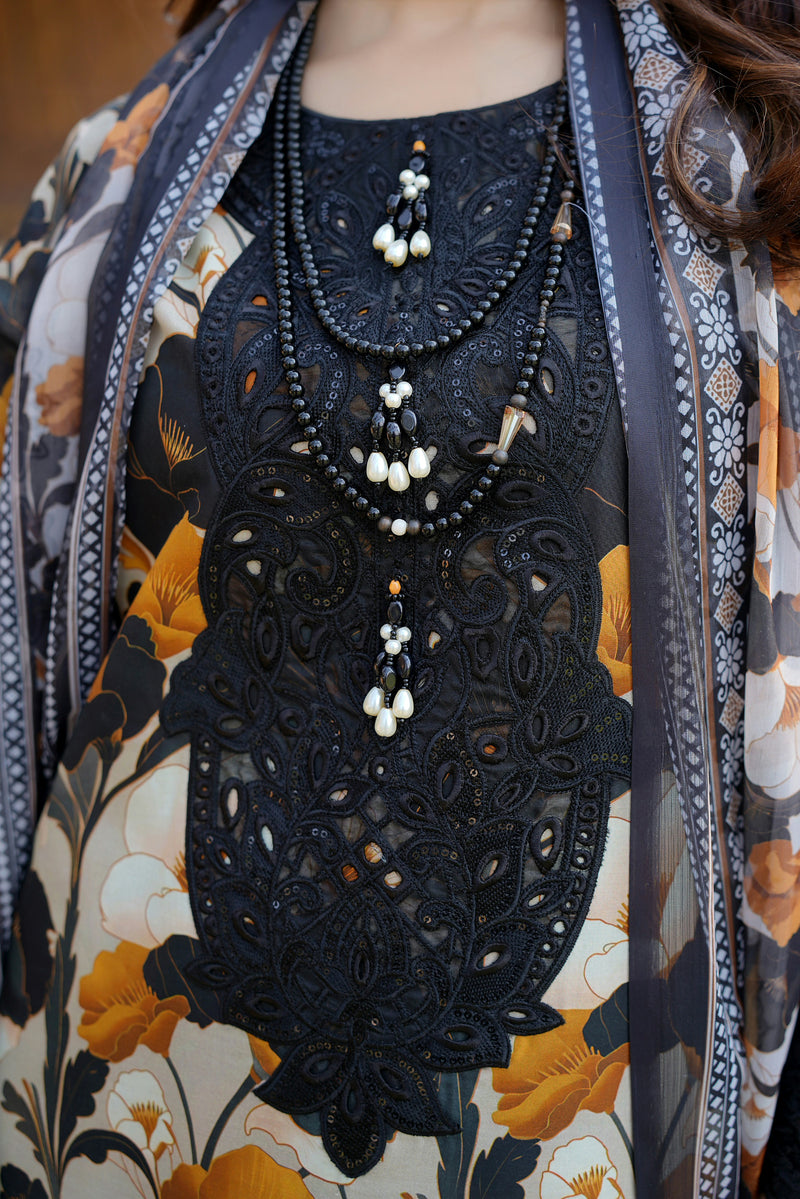 Embroidered 3 Piece Suite-Chiffon Dupatta